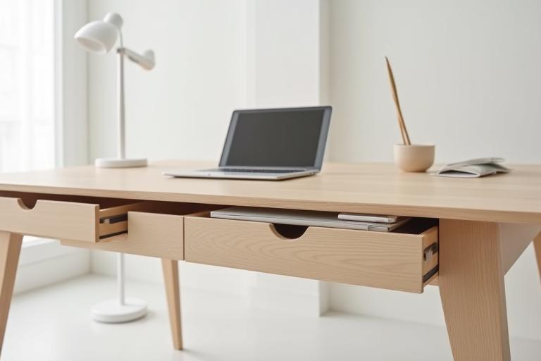Modern bespoke desk with hidden compartments.