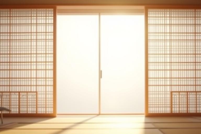 Traditional Japanese lattice screen partition.